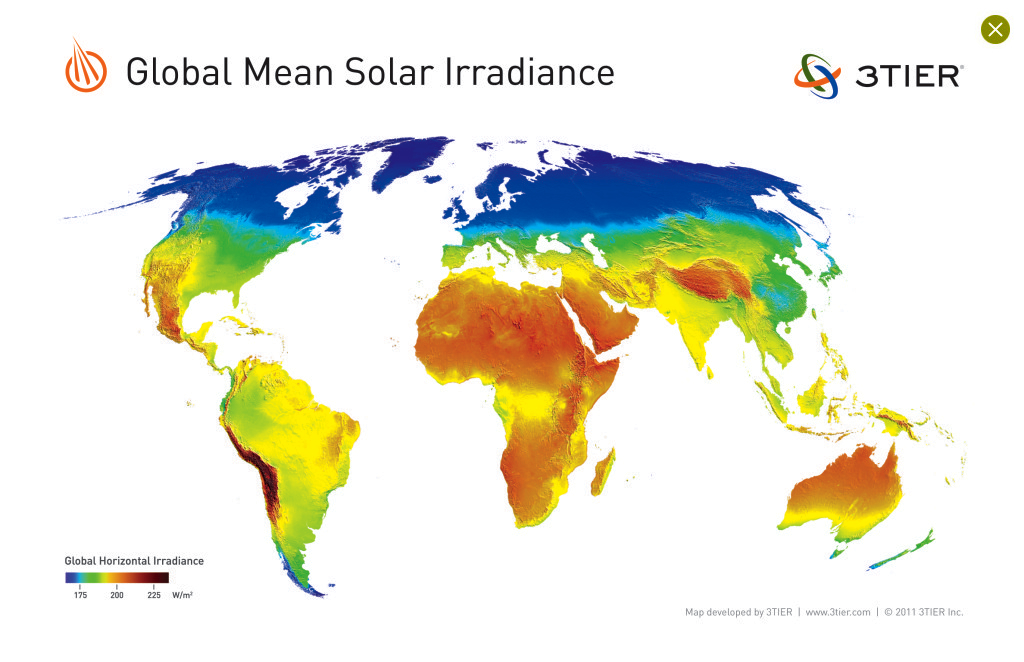 Solar Energy Map Worlwide